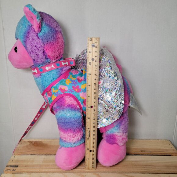 BAB 15" Build A Bear Cotton Candy Swirl Llama in Sequin Tutu w/ Leash - Picture 6 of 6